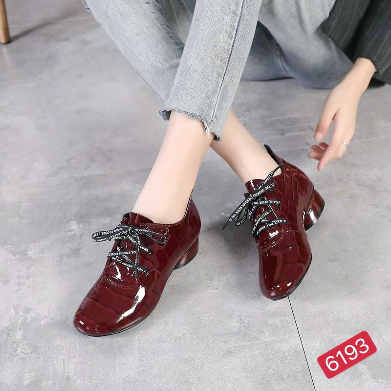Crocodile-Pattern Genuine Leather High-Top Fashion Patent Leather Chunky Heel Lace-Up Printed Round-Toe Versatile Trendy Large Size 42 Women's Shoes