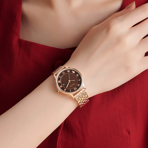 Летний стальной ремешок, календарь, мужские часы, кварцевые часы, простой и элегантный дизайн, легкий роскошный стиль, изысканный стиль