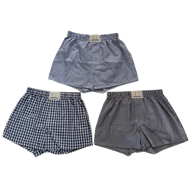 Independent Erl Style Striped Boxer Shorts, Street Style Sagging Loose Lazy Style Home Boxer Briefs