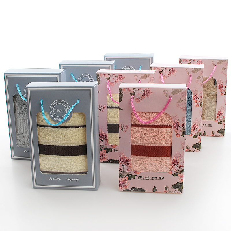 Towels pure cotton gift box single package marriage mate wedding celebration birthday gift embroidery character custom logo