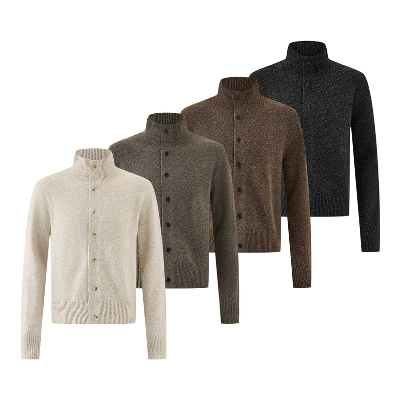 Mukhina Australian Merino Wool Blended Floral Yarn Half-High Collar Knitted Warm Casual Wool Cardigan Mukhina Australian Merino Wool Blended Floral Yarn Half-High Collar Knitted Warm Casual Wool Cardigan