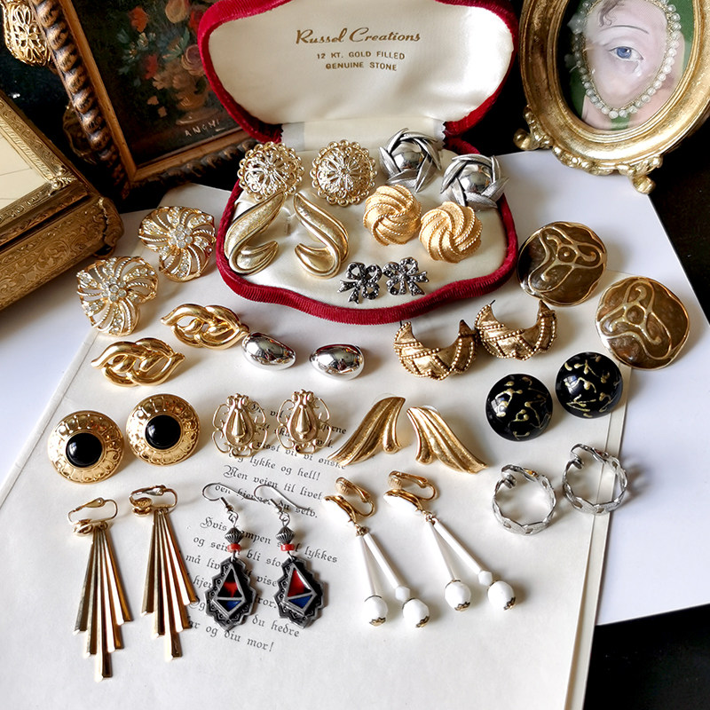 Overseas antique jewelry vintage earrings 100 hitch elegant European and American summer trendy retro ear clips w6