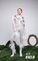 MX monster technology avant-garde transparent top white colorful one-piece backing photography fashion costume