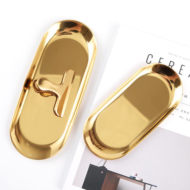 Nordic INS Oval Brass Metal Dish Jewellery Set tray Decorative Pendulum Beat containing disc-Taobao