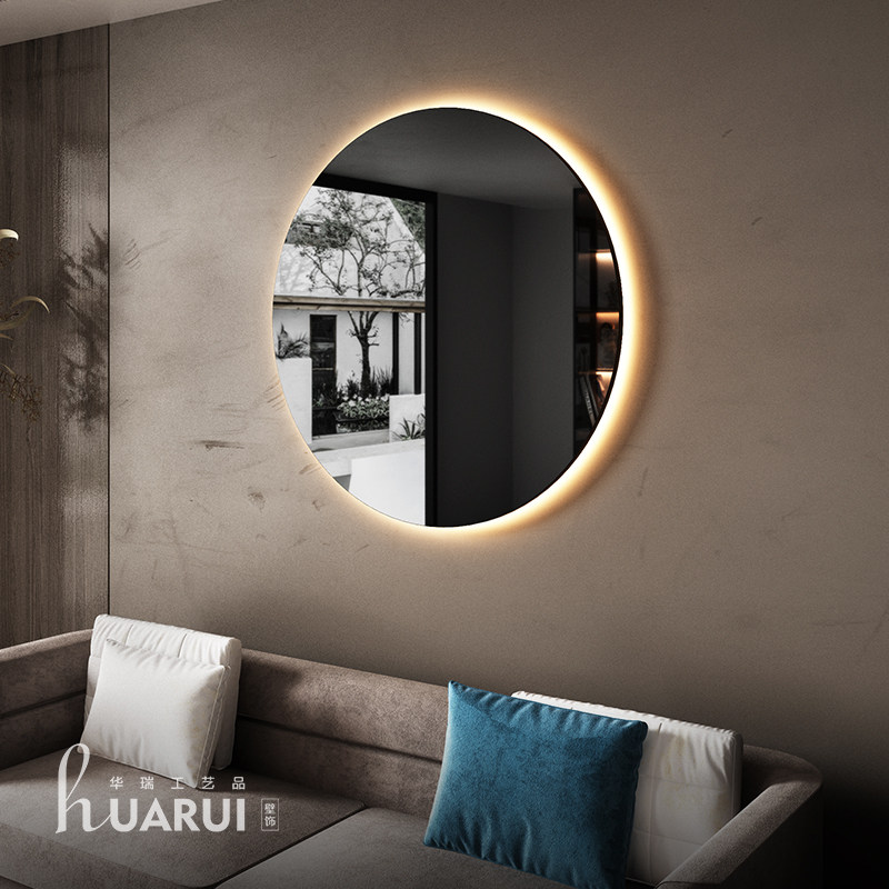 Modern simple wrought iron wall decoration living room background wall hanging porch wall pendant creative round stainless steel hanging decoration