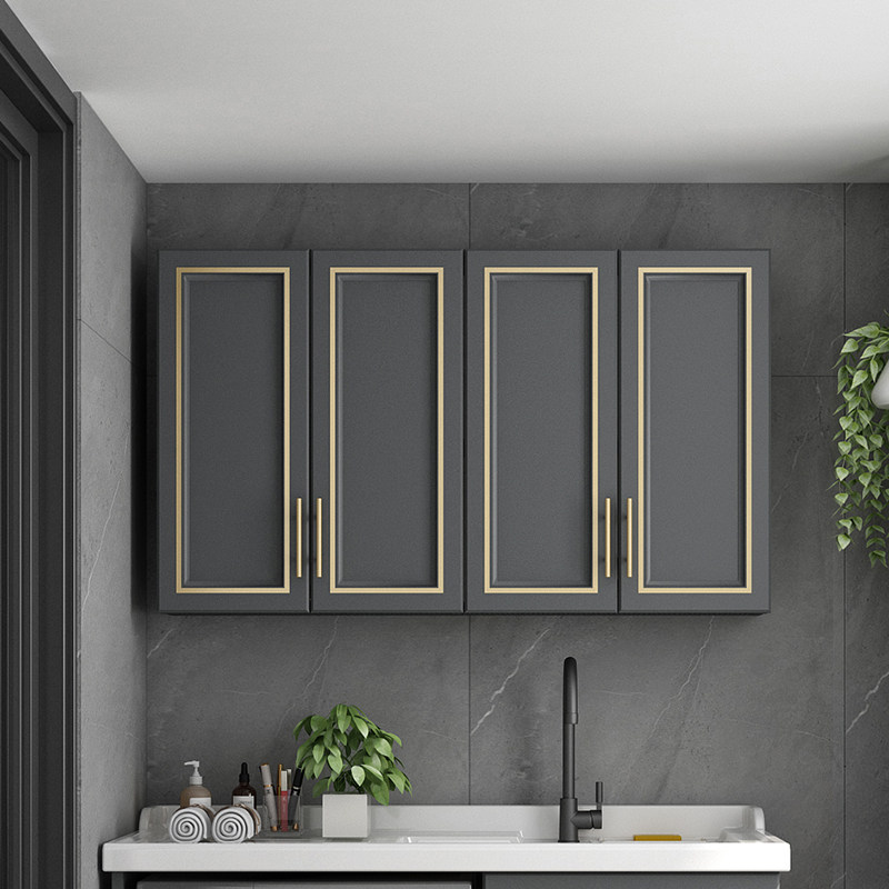 Space aluminum mirror cabinet wall-mounted toilet bathroom mirror storage integrated cabinet shelf wall hanging balcony storage cabinet