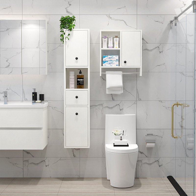 Bathroom sideboard waterproof toilet side cabinet toilet narrow cabinet toilet storage shelf hanging cabinet locker hanging wall type