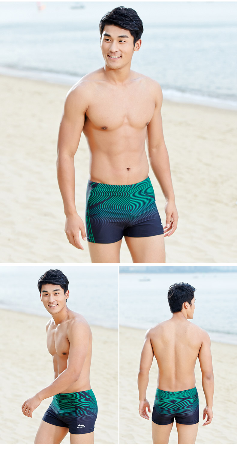 Quần bơi nam Li Ning quần boxer nam kích thước lớn đồ bơi chuyên nghiệp thể thao chuyên nghiệp nhanh khô thời trang thoải mái quần bơi suối nước nóng quần áo bơi nam