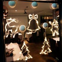 Christmas decorations scene arrangement hanging decoration shop glass small hanging ornaments luminous flashing light snowman Bell bow bow