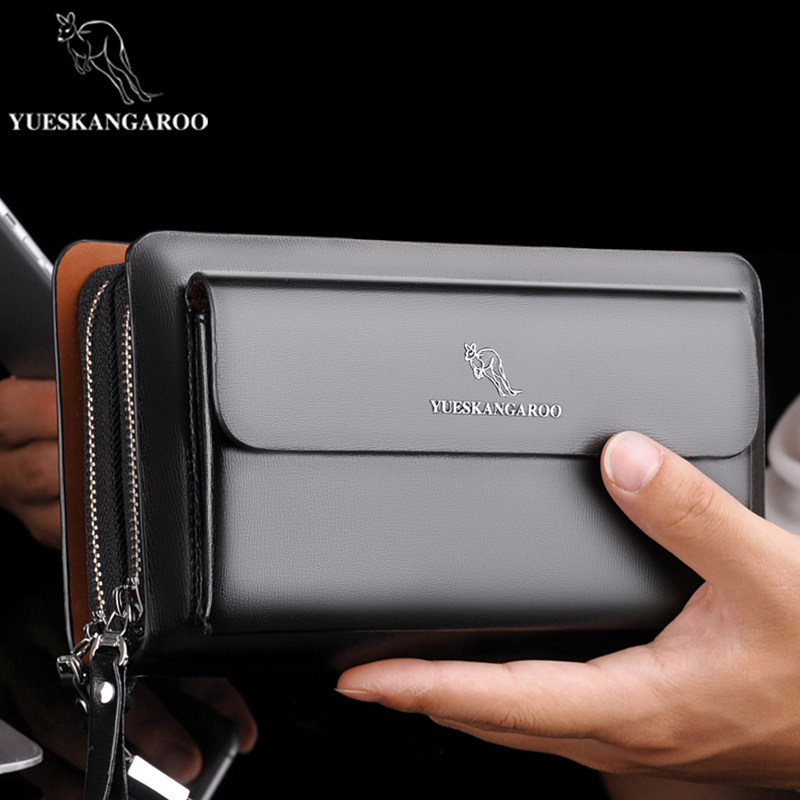 Lesen Kangaroo Hands Bag Male Genuine Leather Soft Leather Business Hand Grab Bag Tide Card Hand Grip Bag Large Capacity Wallet Casual Clip Bag
