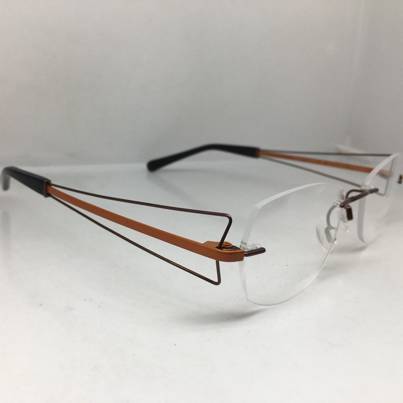 Second-Hand Chanmant Ch10956 Brown-Orange Titanium Rimless Myopia Glasses Frame