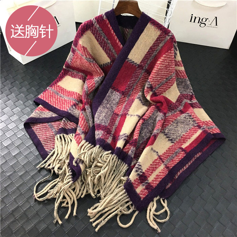 2022 cloak coat female spring autumn Korean version 100 hitch cloak with double-purpose long cardiovert wool shawl spring