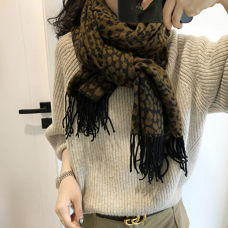 2021 new imitation cashmere scarf women's autumn Korean version wild BAO WEN tassel long version shawl spring and autumn scarf winter