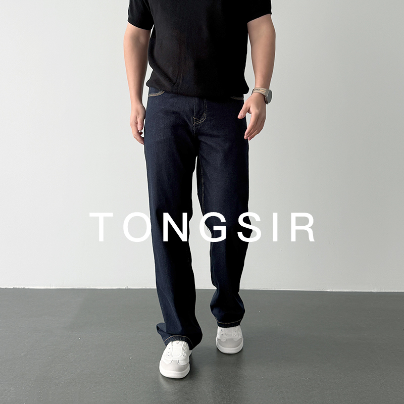 Tongsir Summer Anti-Fading Original Color Stretch Jeans Men's Versatile Casual Long Pants Straight-Leg Pants