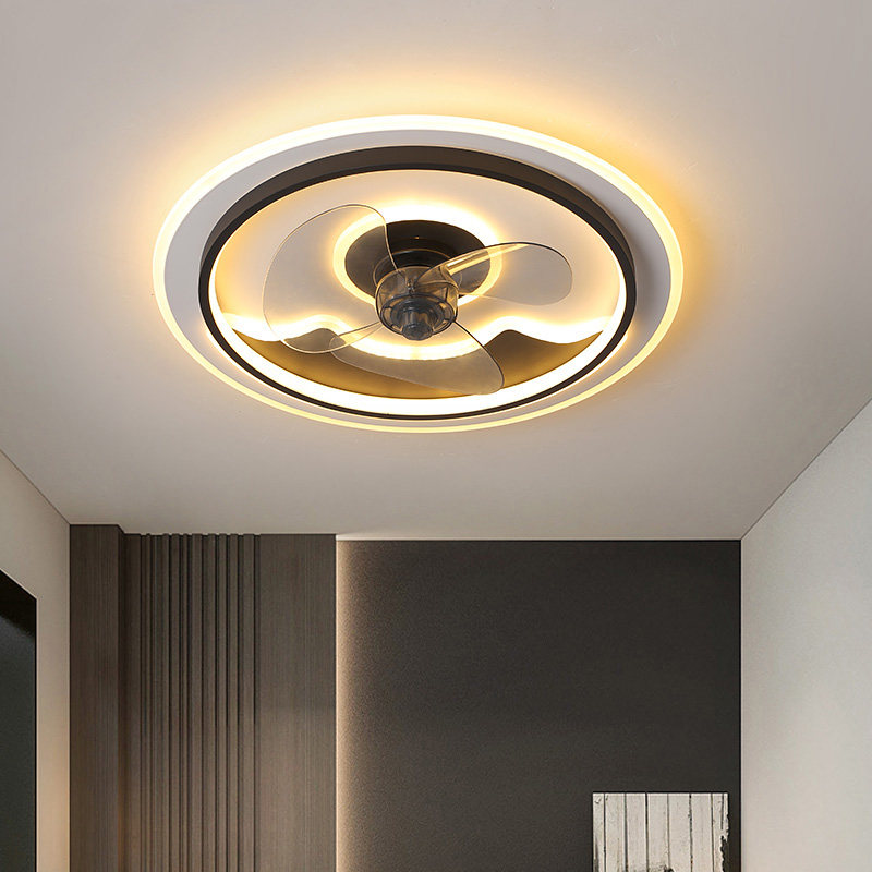 Light luxury ultra-thin ceiling fan lamp bedroom ceiling fan lamp room modern simple fan lamp electric fan chandelier integrated