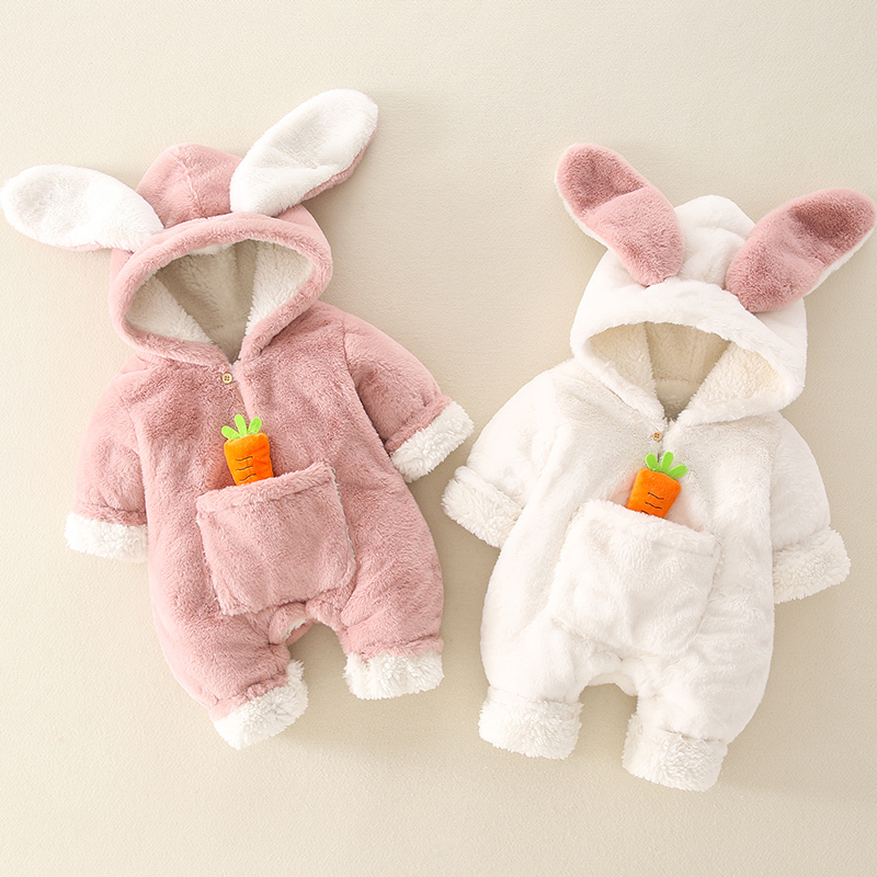 Baby Autumn and Winter Clothing Set for Girls Aged 0 to 1 Year, Cute Clothes, Thickened Baby Clothes, Winter Clothing, Super Cute Jumpsuit