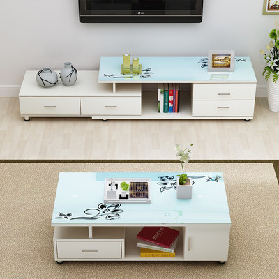 Xueyan Minimalist Modern Tv Cabinet Glass Coffee Table Combination
