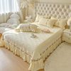Winter Thickened Milk Velvet Lace Bed Cover Single Piece Three-Piece Set Quilted Cotton Solid Color Short Plush Lace Bed Skirt
