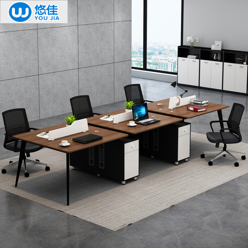 Office desk and chair combination staff station four or six simple modern 2 4 6 screen card seat desk furniture