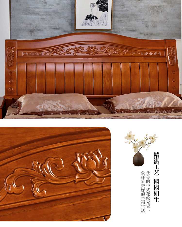 Giường gỗ rắn mới đầu giường hiện đại nhỏ gọn đơn hoặc đôi lại 2 1,5 1,8 m sồi tùy biến kinh tế - Giường giường 3 tầng