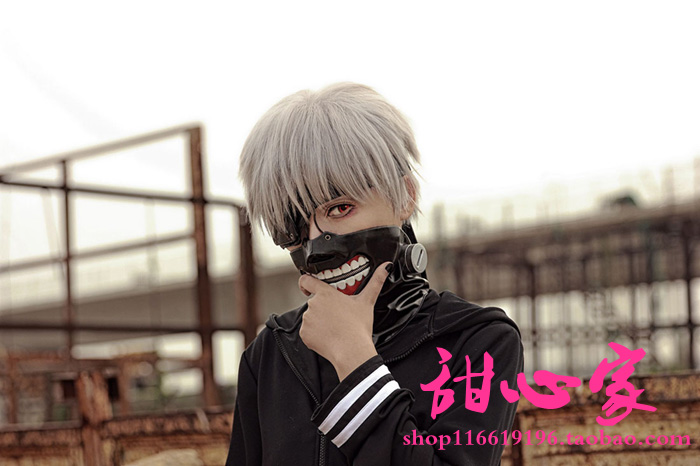 {甜心 家} Tokyo Ghoul 喰 - - Jin Muyan Tóc giả tóc giả màu trắng bạc giả tóc giả - Cosplay cosplay akatsuki