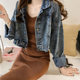 2025 Spring New Vintage Hong Kong Style Denim Jacket for Women, Short Loose Korean Version Bf Casual Denim Coat Trendy