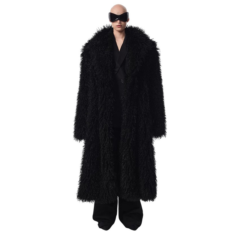 Men's Autumn and Winter Lamb Fur Outwear Beach Wool Long Outwear Personalized European and American Style Toka Roll Wool Windbreaker Men's Autumn and Winter Lamb Fur Outwear Beach Wool Long Outwear Personalized European and American Style Toka Roll Wool Windbreaker
