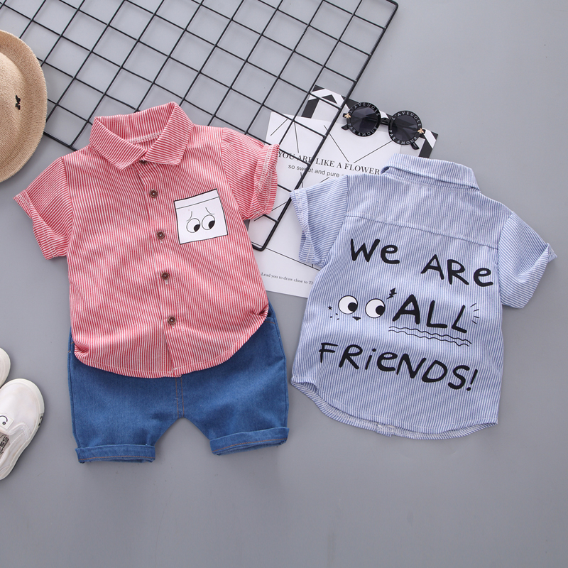 Áo sơ mi nam mùa hè 1 tay ngắn 2 bé nam 3 áo mỏng phần bé trai áo nước ngoài cotton 3 tuổi - Áo sơ mi thời trang trẻ em cao cấp