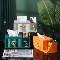 Multi-function tissue box Orange light luxury style modern high-grade living room coffee table Simple remote control storage box pumping paper box