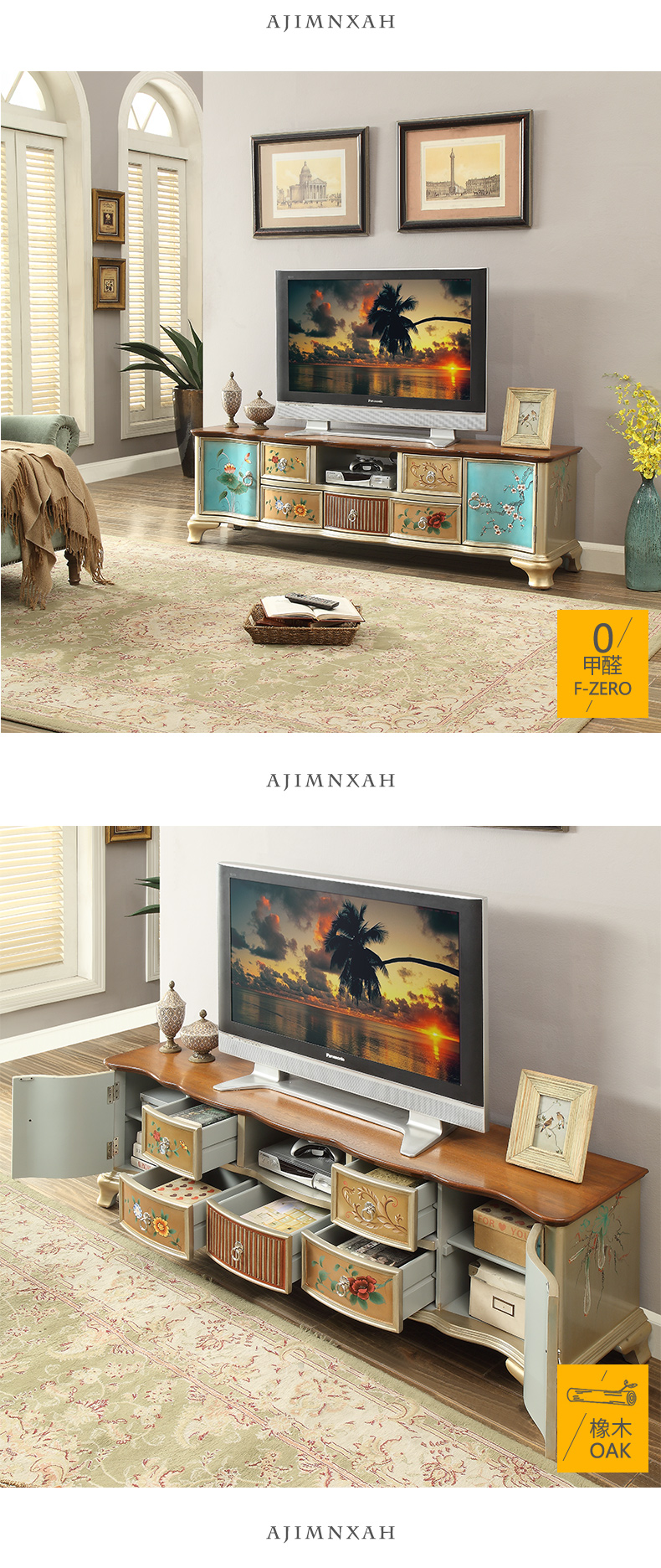 Almatan Khan nước Mỹ gỗ rắn tủ TV bàn cà phê kết hợp bộ phòng khách căn hộ nhỏ phong cách Châu Âu đồ nội thất nọi thất thông minh