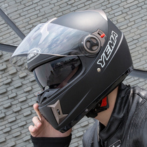 Mustang summer double lens electric car helmet male locomotive full helmet personality cool motorcycle helmet gray Four Seasons Universal