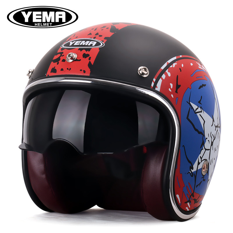 Mustang electric car helmet men and women four seasons universal battery helmet summer personality retro Harley motorcycle half helmet