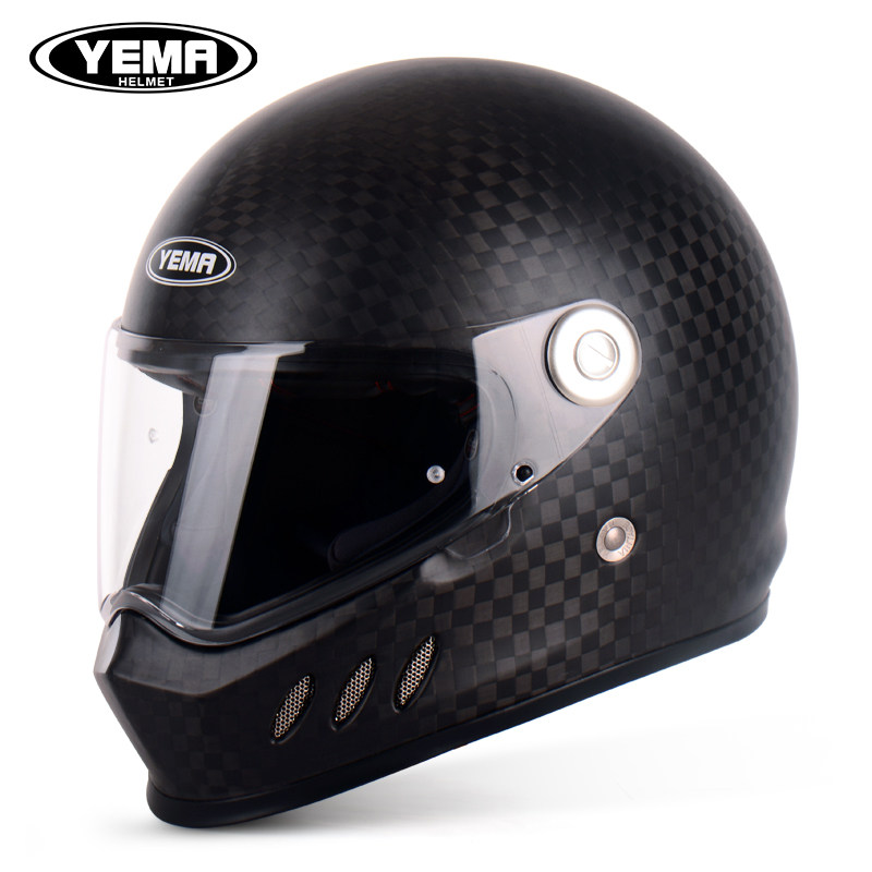 Wild Horse Carbon Fiber Electric Car Safety Helmet Male Retro Full Armor Personality Cool Locomotive Racing Helmet Battery Safety Helmet All Season