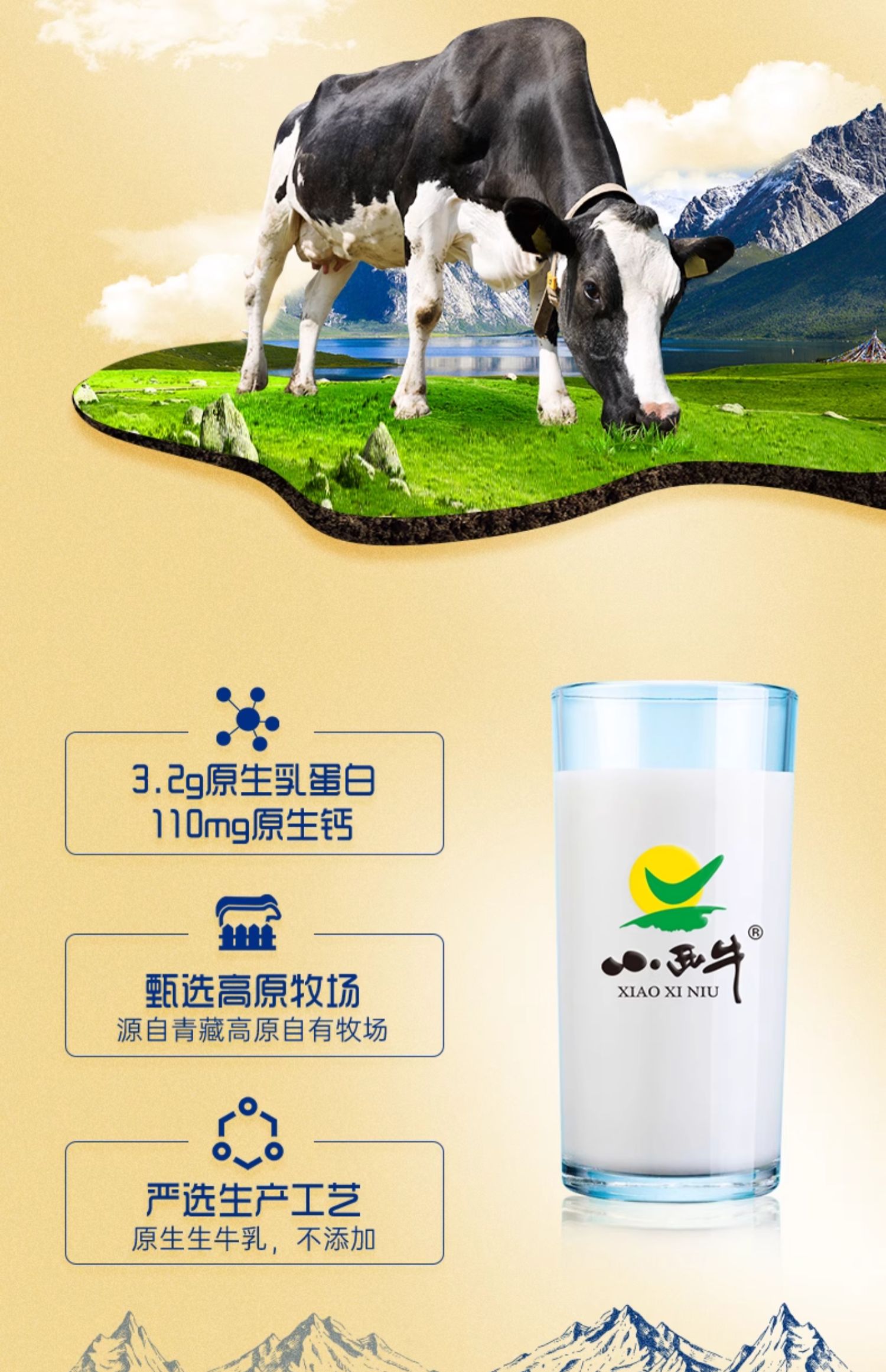 安享好物 安享B级纯奶-小西牛高原纯牛奶 国标 