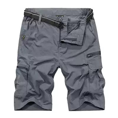 Outdoor quick-drying pants men's summer thin pants loose straight pants multi-pocket shorts beach pants breeches