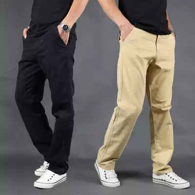 Men's pants Spring cotton overalls Men's loose straight pants Autumn thick wear-resistant work pants casual pants