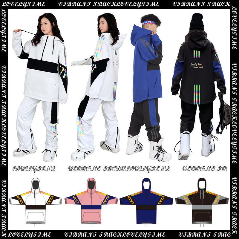 LTVT ski suit women's full set of 2021 men's lovers hat-shirt Chauded suede veneer equipped suit waterproof necropolis winter