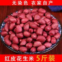 High quality fresh Yunnan four red skin peanut kernels raw new goods farm large red coat peanut kernels 5 pounds in bulk