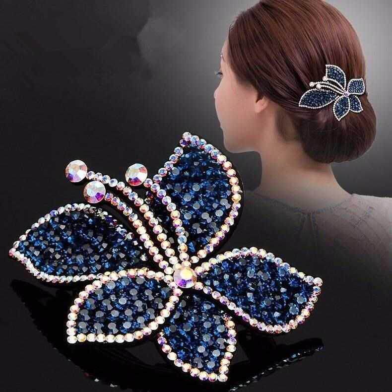 Rhinestone hairpin back of the head Korean diamond-set plate hairpin female headdress elegant ponytail horizontal clip Adult jewelry female