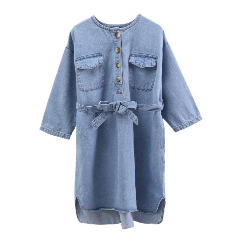 Net-đỏ cô gái cáp treo mùa thu 2019 mới siêu không khí cô gái lớn trẻ em denim váy công chúa váy thủy triều