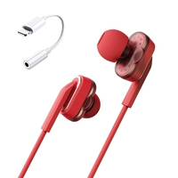 W8 четырехразовые наушники + адаптер Apple Cable-China Red