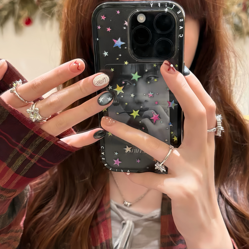 Wen Qi's Same Style Handmade Wearable Nails, American Retro ins Hand-Painted Graffiti Short Style Sweet and Cool Whitening Manicure Yabi