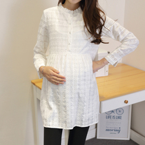 2021 autumn pregnant women dress dress dress fashion A shirt jacquard loose top spring and autumn professional undercover