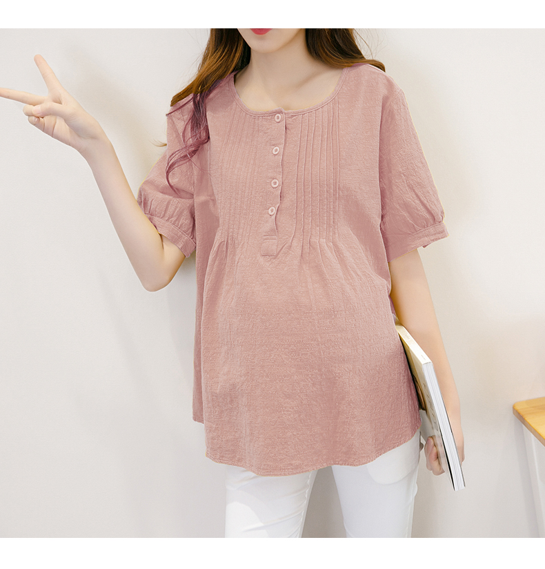 Vòng cổ lỏng kích thước lớn ngắn tay phụ nữ mang thai T-Shirt 2018 mùa hè thai sản dress ngắn áo sơ mi giản dị t-shirt triều