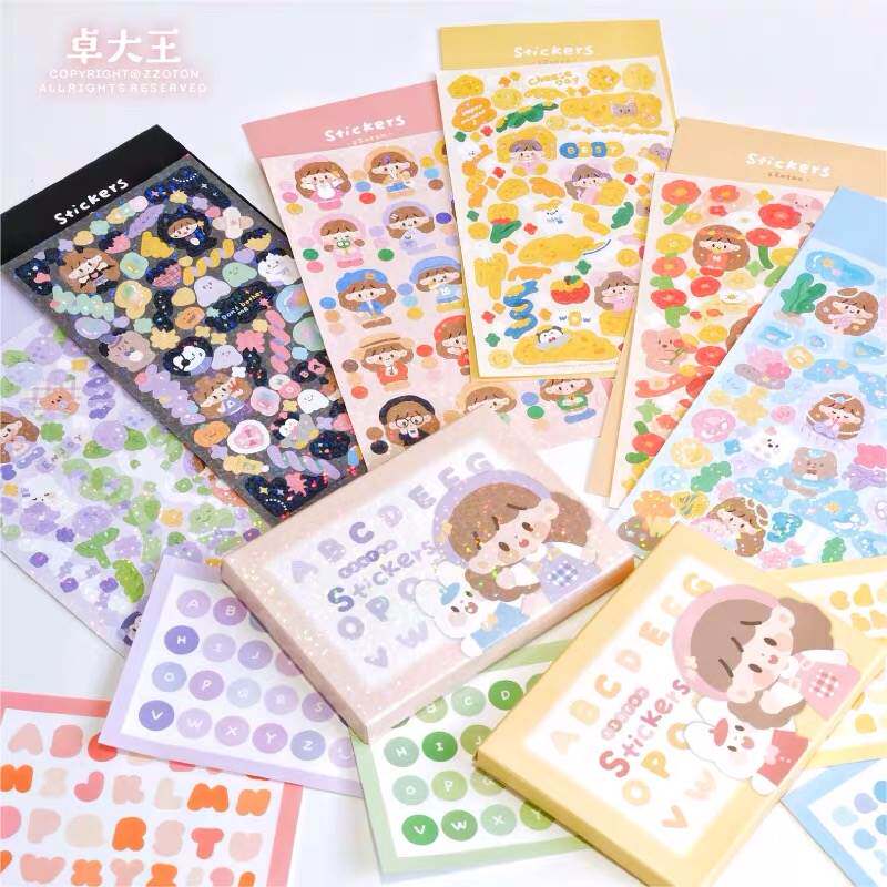 (Zhuo Dawang boundless stickers) Letter flash film Guka waterproof hand account stickers cartoon diary Gugu Azhuo decoration