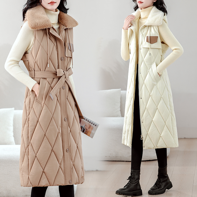 Over-The-Knee Long down Cotton Vest for Women, Autumn and Winter 2026 New Style, Fashionable and Stylish, Warm Vest Jacket for Outerwear Over-The-Knee Long down Cotton Vest for Women, Autumn and Winter 2026 New Style, Fashionable and Stylish, Warm Vest Jacket for Outerwear