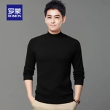 Мужской осенний шерстяной трикотажный зимний свитер, облегающий крой, высокий воротник, свободный крой