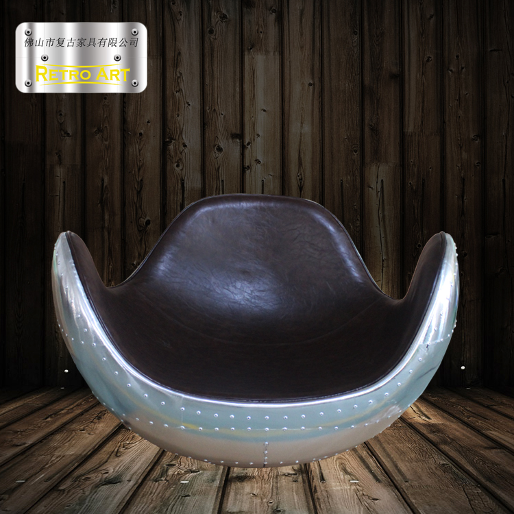 Net red No tumbler Chair Casual Loungchair Retro Aluminum Leather Chair Fiberglass Single Sofa Chair Pure Handmade Lounge Chair