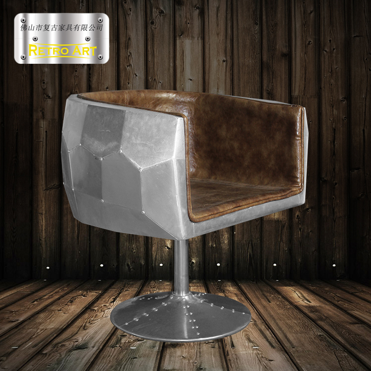 Fashion creative aluminum skin diamond single sofa chair leather aluminum skin metal club chair aluminum skin diamond reception chair