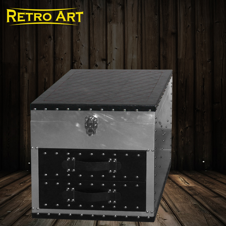 Retro Brief Iron Art Loft Industrial Style Furniture American Metal Space Aluminum Box Small Tea Table Creative Fashion